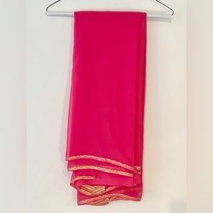 Gorgeous silk chiffon pink saree sari Indian dress with gold trim
